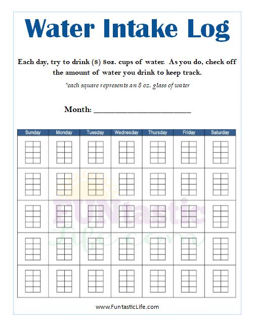 FREE Printable Water Intake Log Funtastic Life