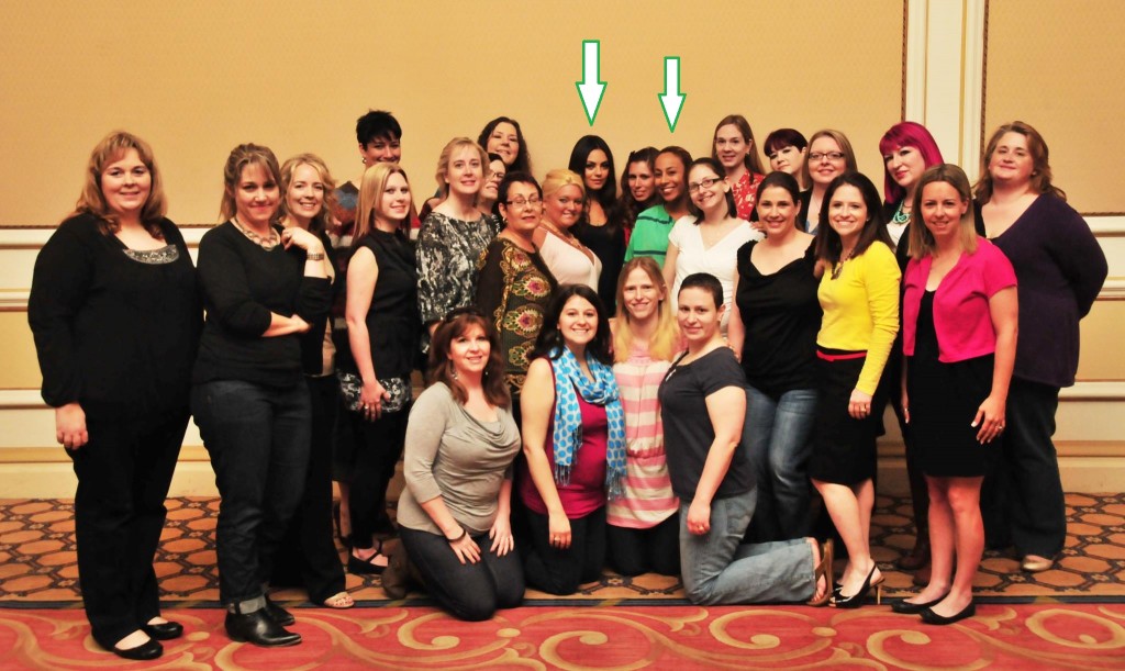 Mila Kunis and Mommy Bloggers with arrows