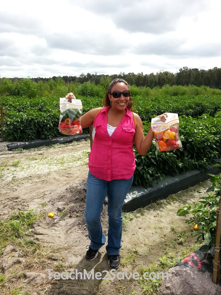 Leanette with 2 bags of BellaFina Peppers at Bailey Farms