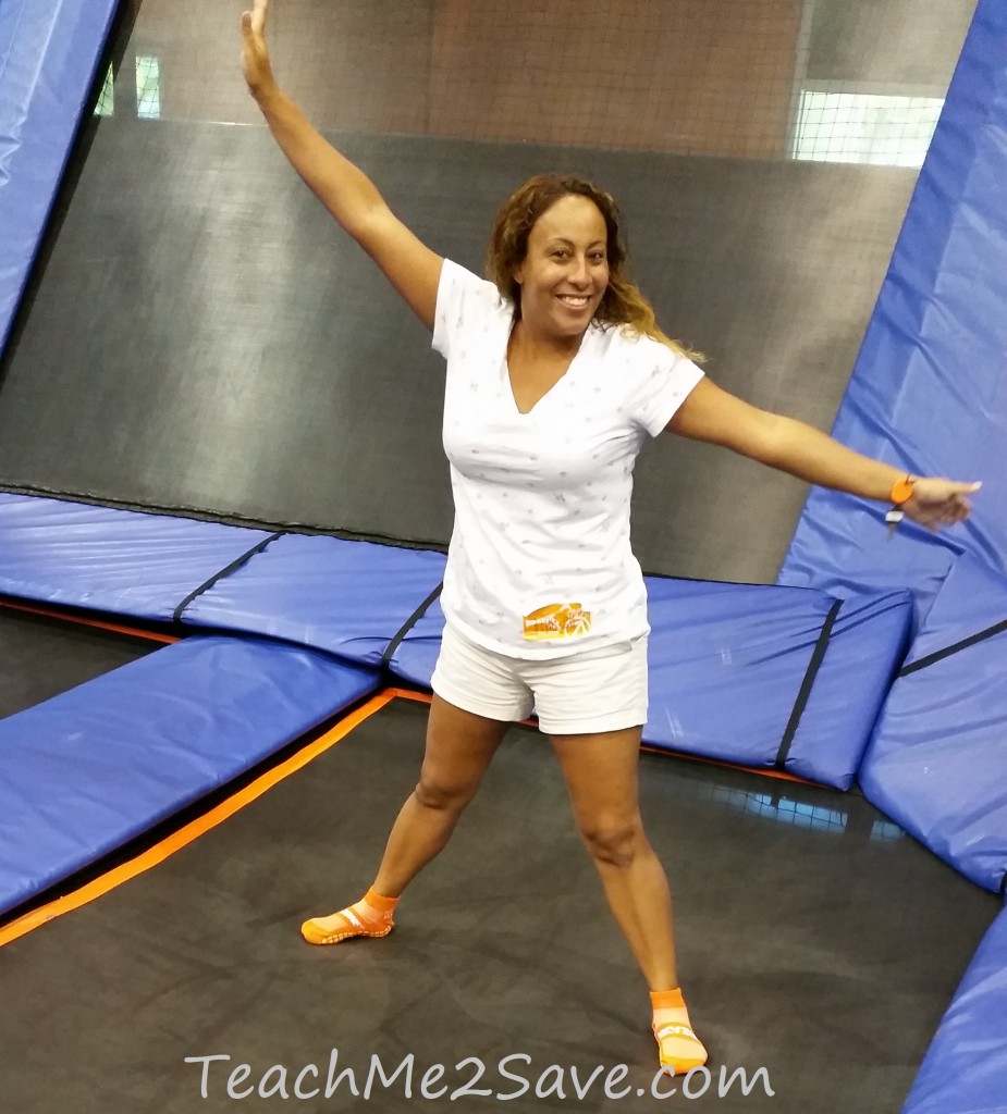 Leanette on the trampoline at SkyZone