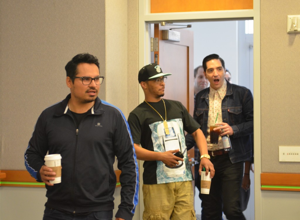 Michael Pena, T.I. & David Dastmalchian walking in