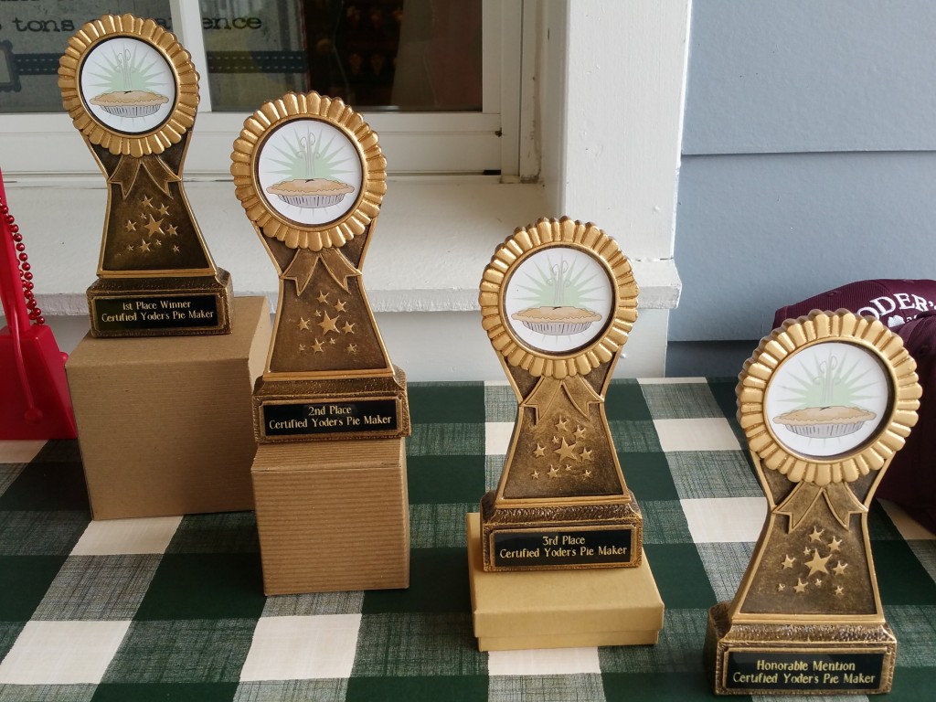 Yoder’s Restaurant Pie Making Contest Trophies