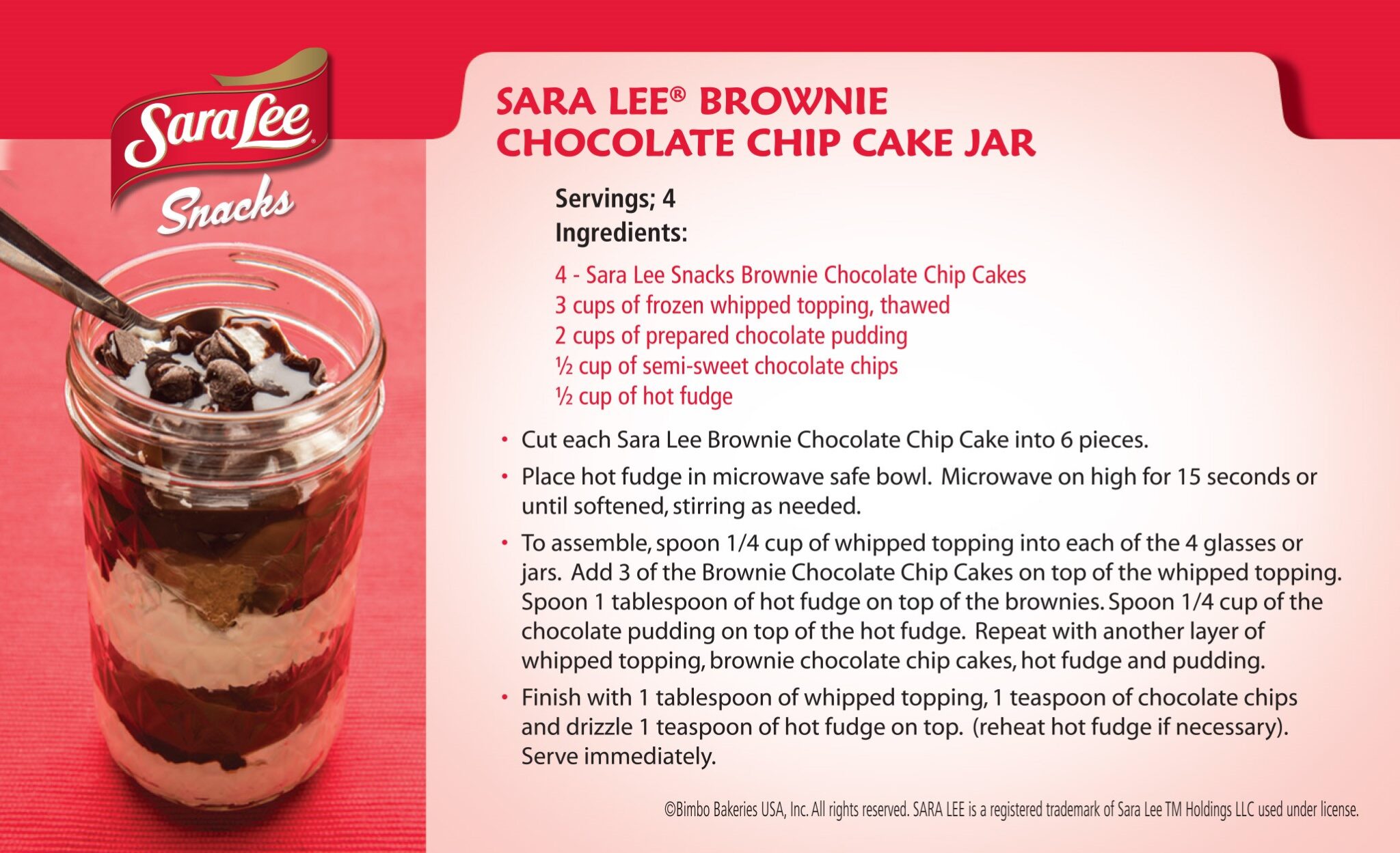Entenmann's Dreamy Chocolate Bars & Sara Lee Snacks Brownie Chocolate Chip  Cake Jar Recipes - Funtastic Life