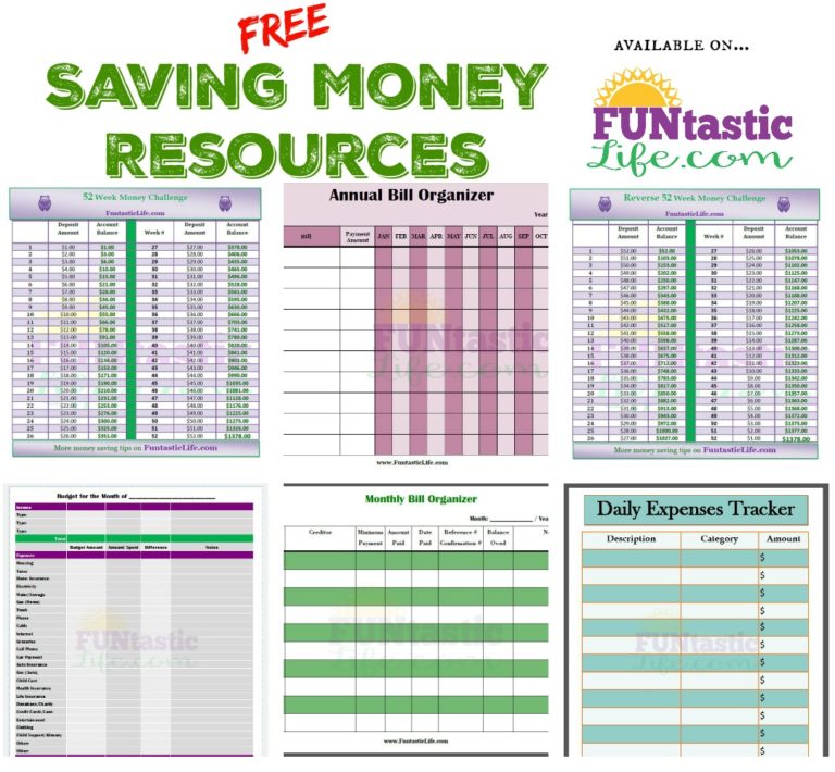 6 FREE Saving Money Printable Resources - Funtastic Life