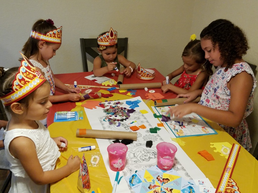 Doing crafts at Elena of Avalor Party