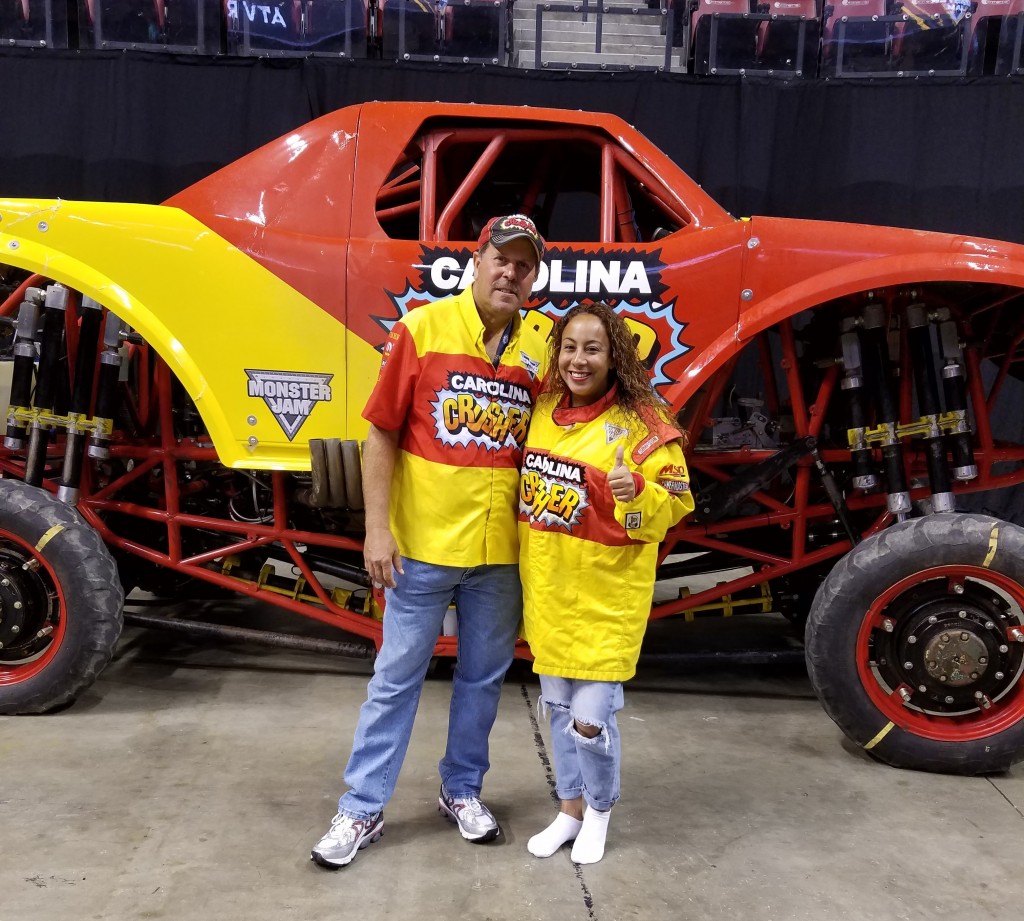 Leanette Fernandez with Carolina Crusher Driver Gary Porter