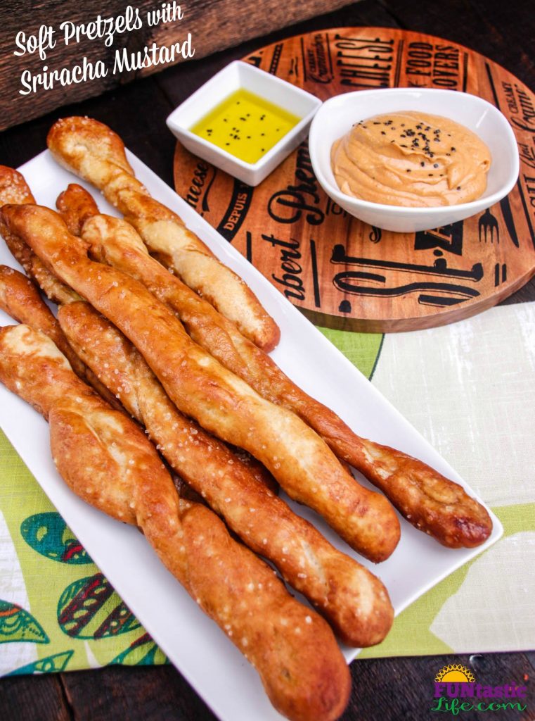 Soft Pretzels with Sriracha Mustard- Vertical