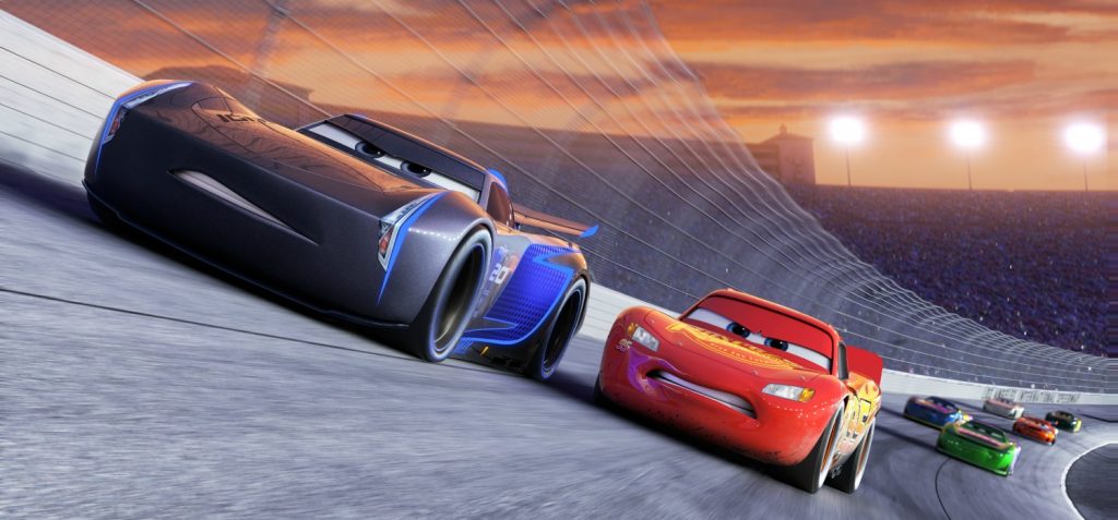 NEXT-GEN TAKES THE LEAD — Jackson Storm (voice of Armie Hammer), a frontrunner in the next generation of racers, posts speeds that even Lightning McQueen (voice of Owen Wilson) hasn’t seen. “Cars 3” is in theaters June 16, 2017. ©2016 Disney•Pixar. All Rights Reserved.