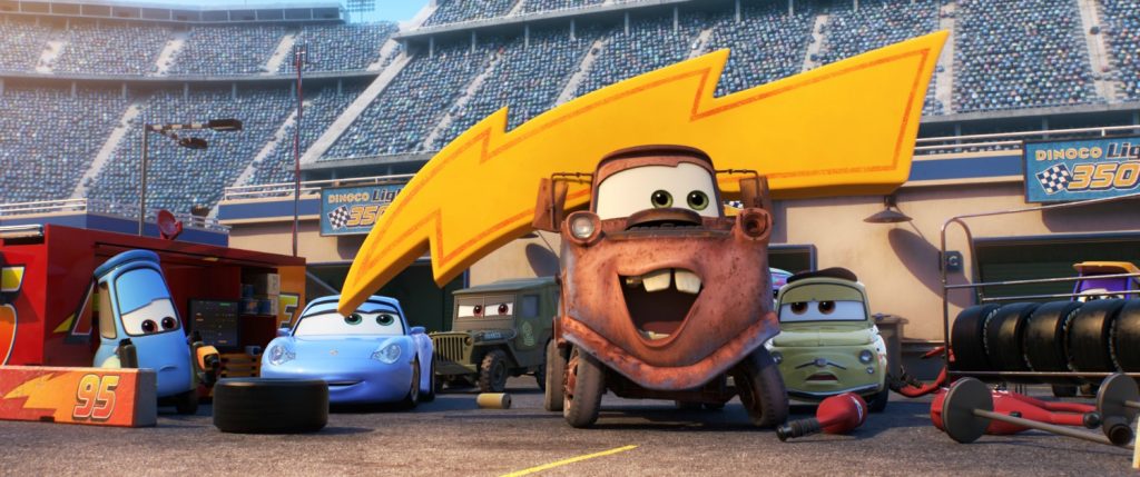 CARS 3 (Pictured L-R) - Guido, Sally, Sarge, Mater and Luigi. Disney•Pixar’s “Cars 3” opens in U.S. theaters on June 16, 2017. © 2017 Disney•Pixar. All Rights Reserved.