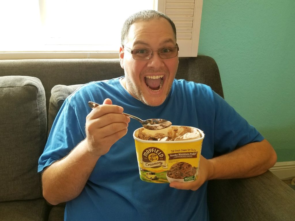 Art eating Mayfield Creamery