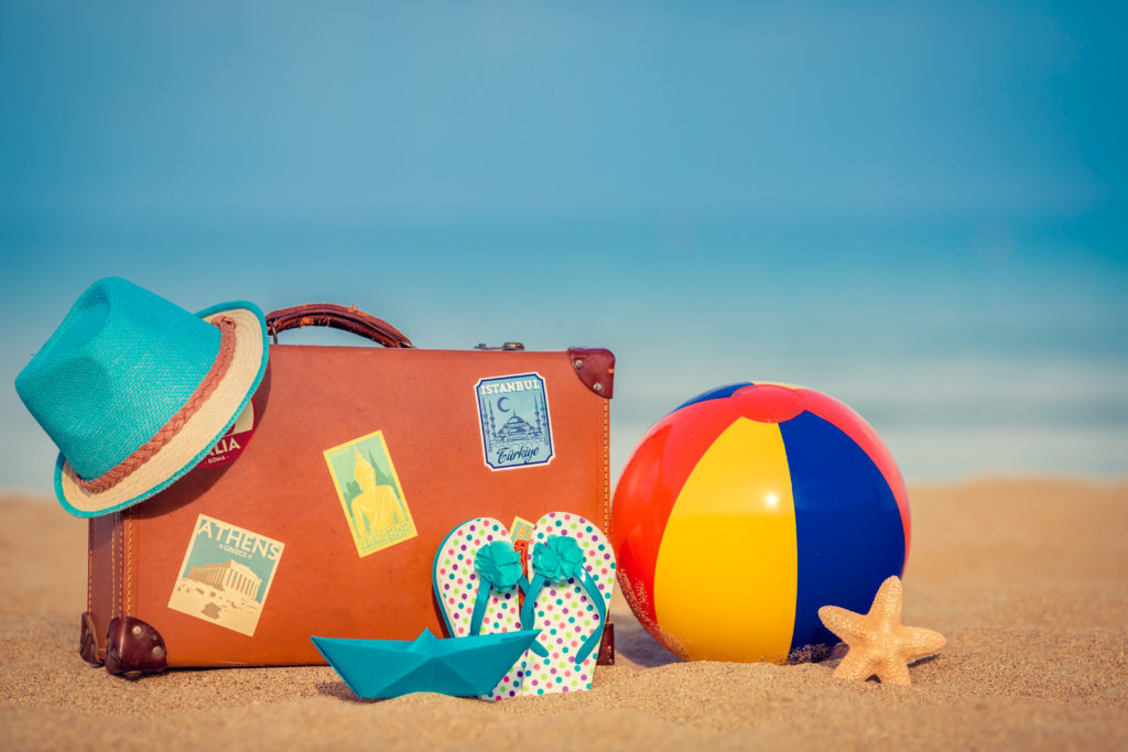 luggage on the beach