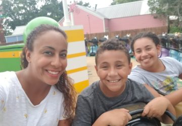 Family at amusement park