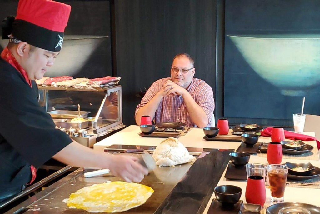 man at a restaurant