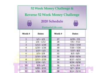 52 Week Money Challenge Schedule